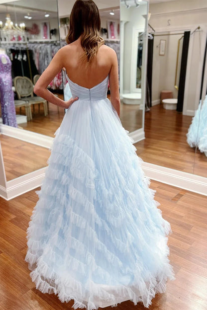Strapless Ruffle Long Prom Dress
