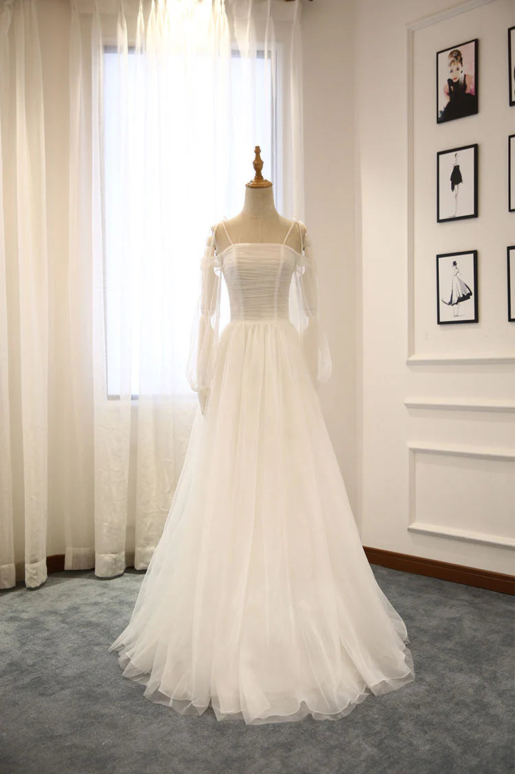 Elegant white tulle long prom dress white tulle prom dresses