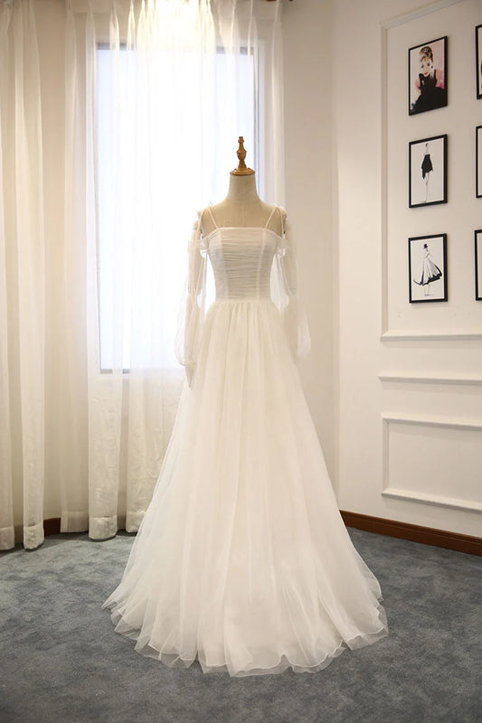 Elegant white tulle long prom dress white tulle prom dresses