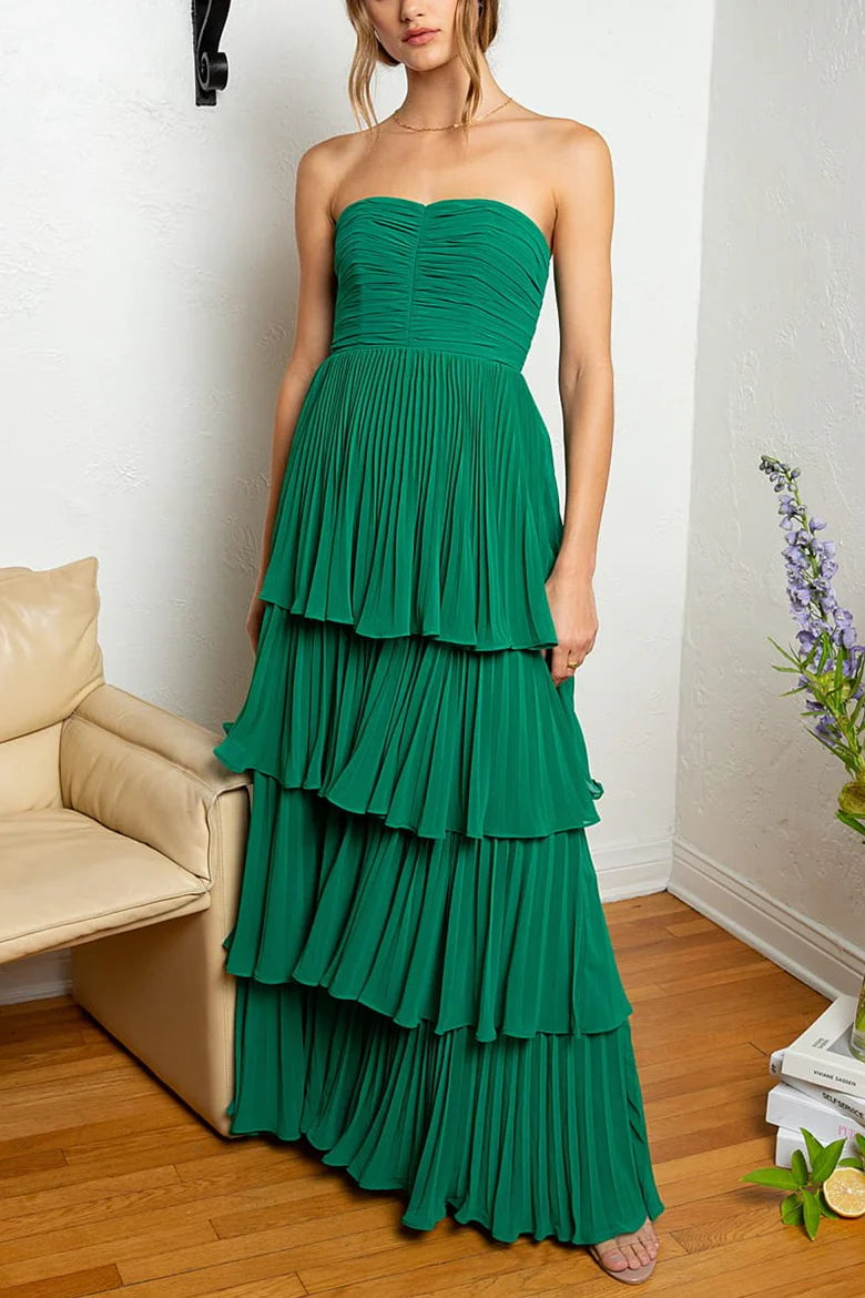 Strapless Multi-Layer Long Formal Dress