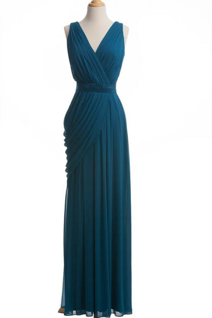 Chiffon V-Neck Sleeveless Bridesmaid Dress