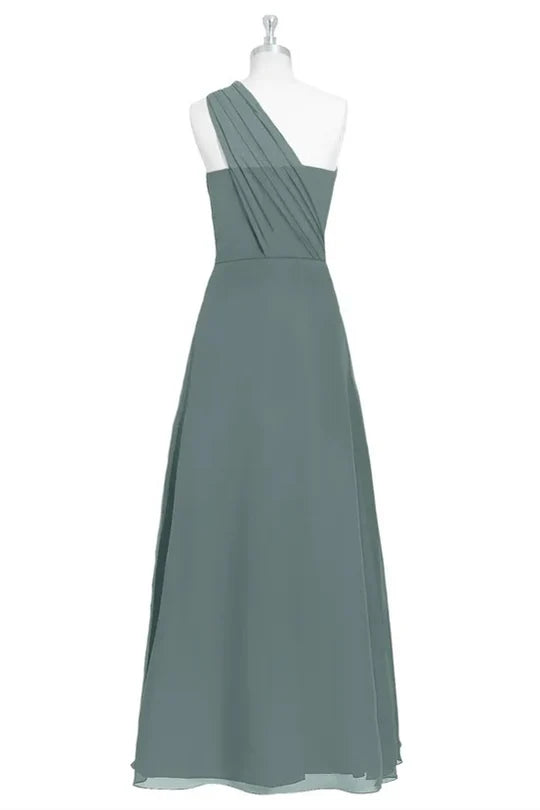 One-Shoulder A-line Long Bridesmaid Dress