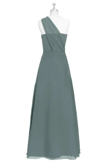 One-Shoulder A-line Long Bridesmaid Dress