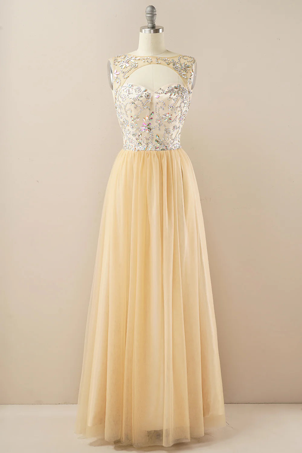 Beaded sheer dance party evening dress