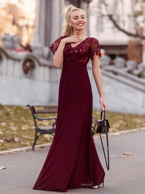 Brilliant sequin printed women's sleeveless evening dress