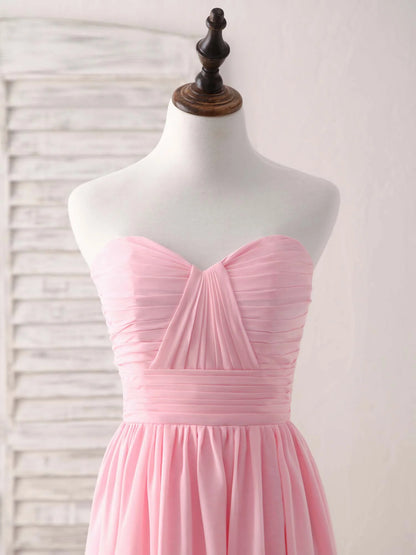 Sweetheart Neck Chiffon High Low Prom Dress Bridesmaid Dress