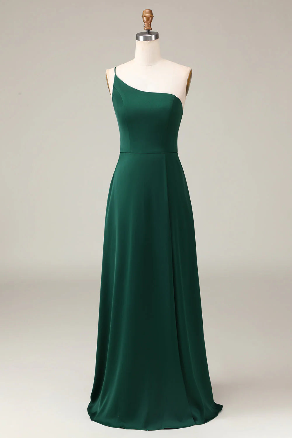 A-Line One Shoulder Floor Length Chiffon Bridesmaid Dress