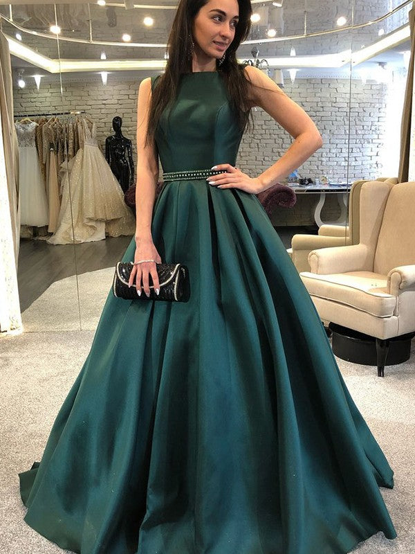 A-line Elegant Princess Sleeveless Beto Beaded Satin Dress