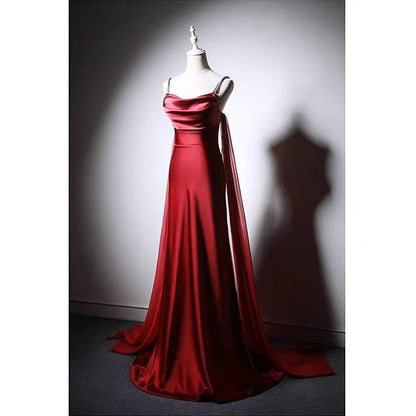 Gothic Burgundy Slip Formal Evening Dresses With Corset