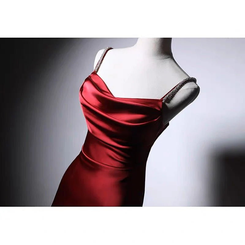 Gothic Burgundy Slip Formal Evening Dresses With Corset