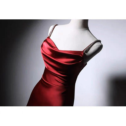Gothic Burgundy Slip Formal Evening Dresses With Corset