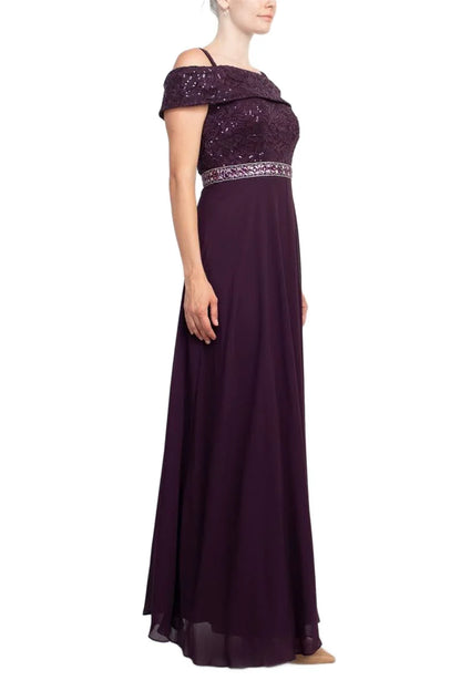 Off-Shoulder Popover Embellished Zipper Back Lace Chiffon Mother of the Bride Dresses