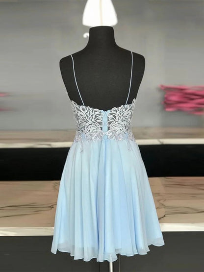 A-line Princess Chiffon Decal Italian Noodle Sleeveless Short Mini Dress