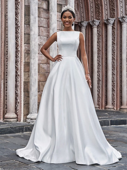 A-line skirt elegant princess satin wrap buttocks ruffled edge sleeveless large swing strapless wedding dress