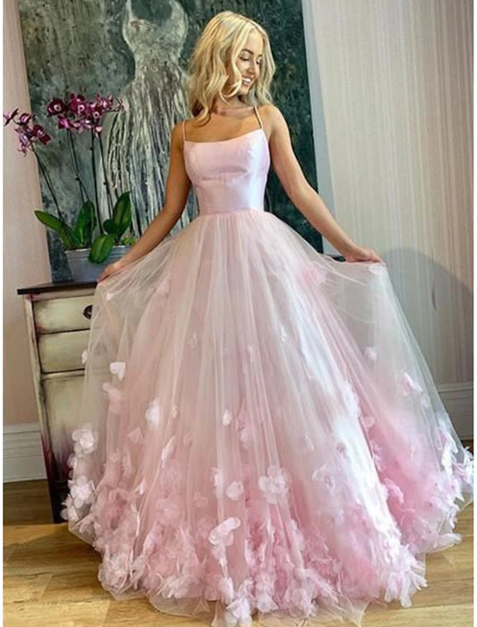 A-shaped ball party dress floral dress sweet long sleeveless thin shoulder strap pleated sticker sheer
