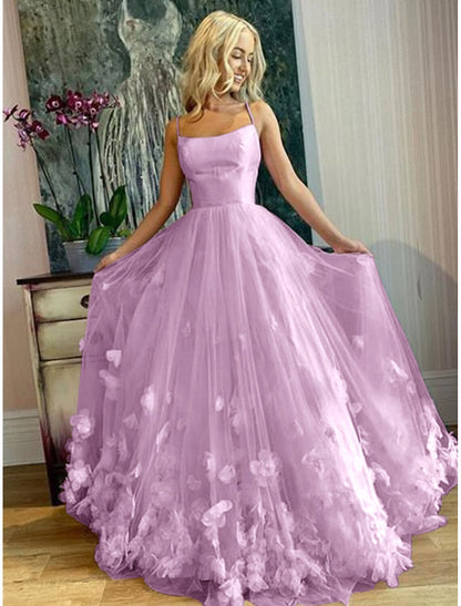A-shaped ball party dress floral dress sweet long sleeveless thin shoulder strap pleated sticker sheer