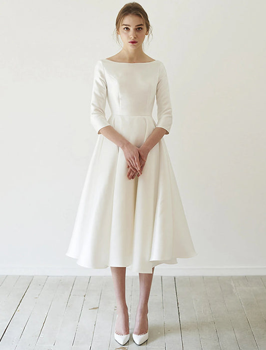 Bride's Vintage and Minimalist Wedding Dress A-shaped Phantom Neck Sleeveless Tea Long Lace Bridal Dress Sticker Summer Wedding Party