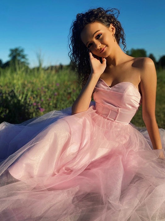 A-line Princess sheer sweet sleeveless ruffled edge dress