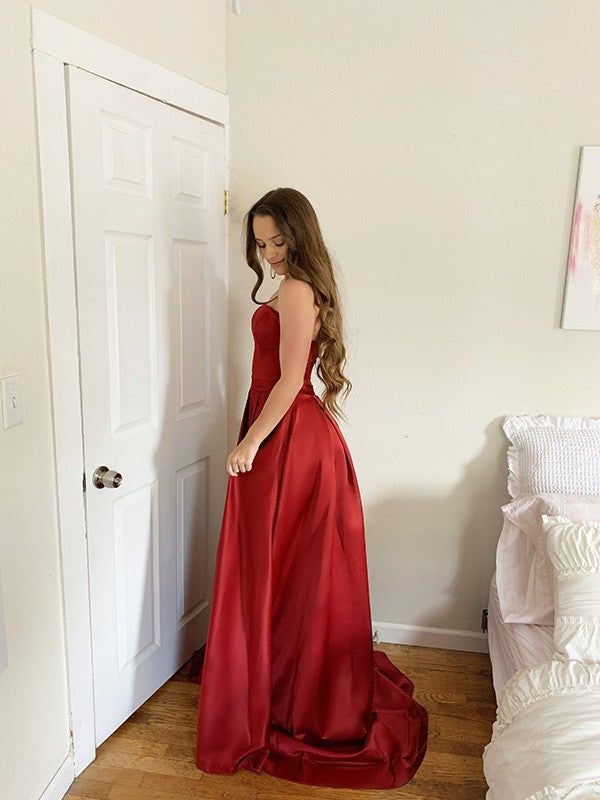 High quality satin brushed high-quality color sleeveless strapless dress