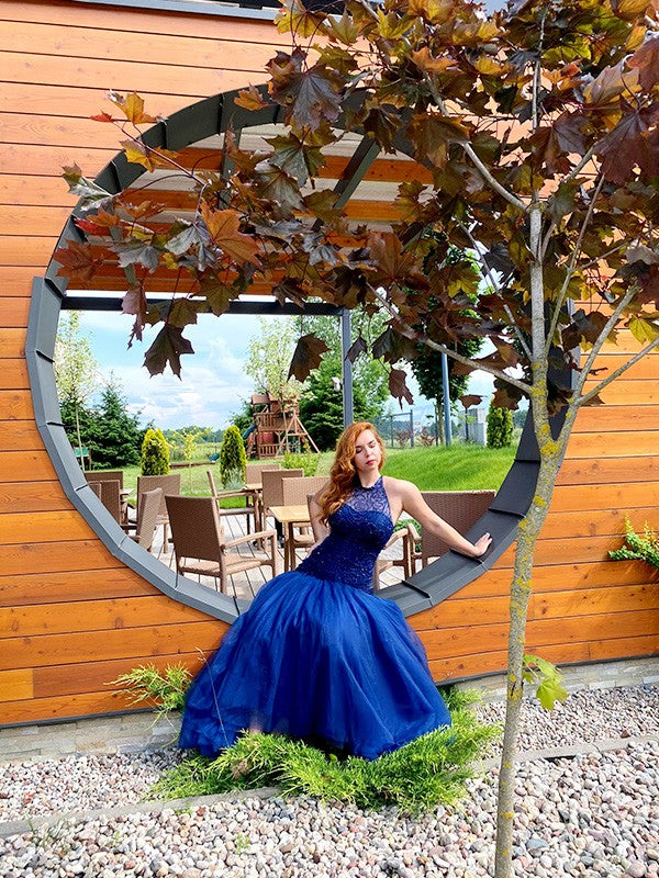 Elegant Mermaid Jewelry Tulle Beaded Sleeveless Floor Dress