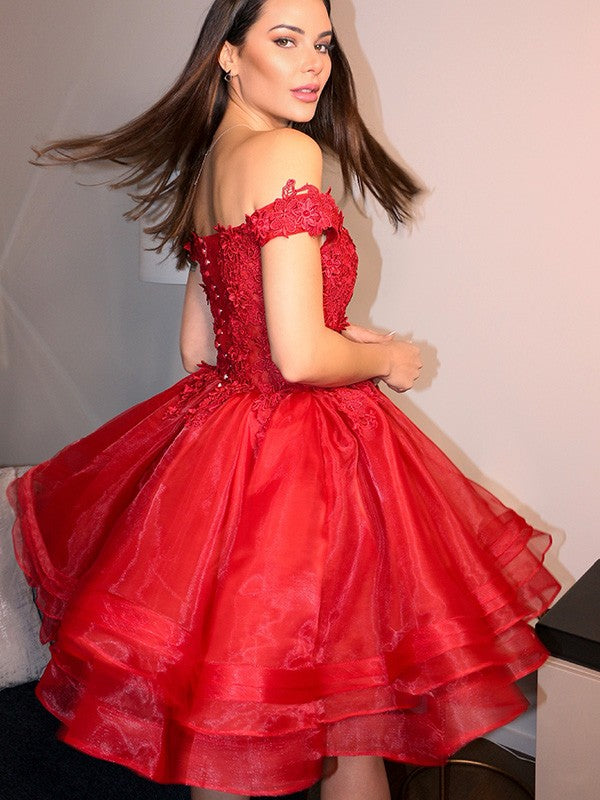 Prom Dress Off the Shoulder Short Sticker Organza Party Homecoming Dress
