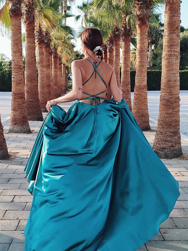 Sweet Princess Strap Sleeveless Brushed Pattern Skirt hem Imitation Silk Satin Dress