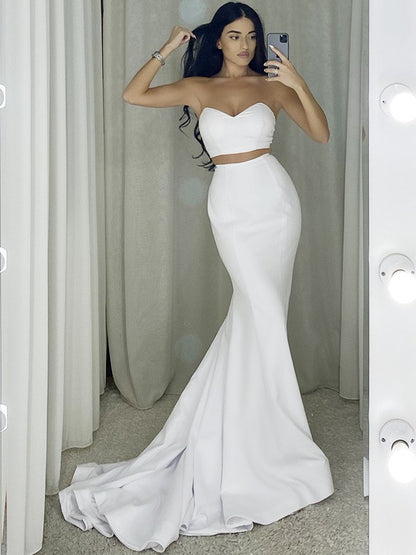 Horn shaped mermaid shaped elastic slim fit sleeveless high-end color dress