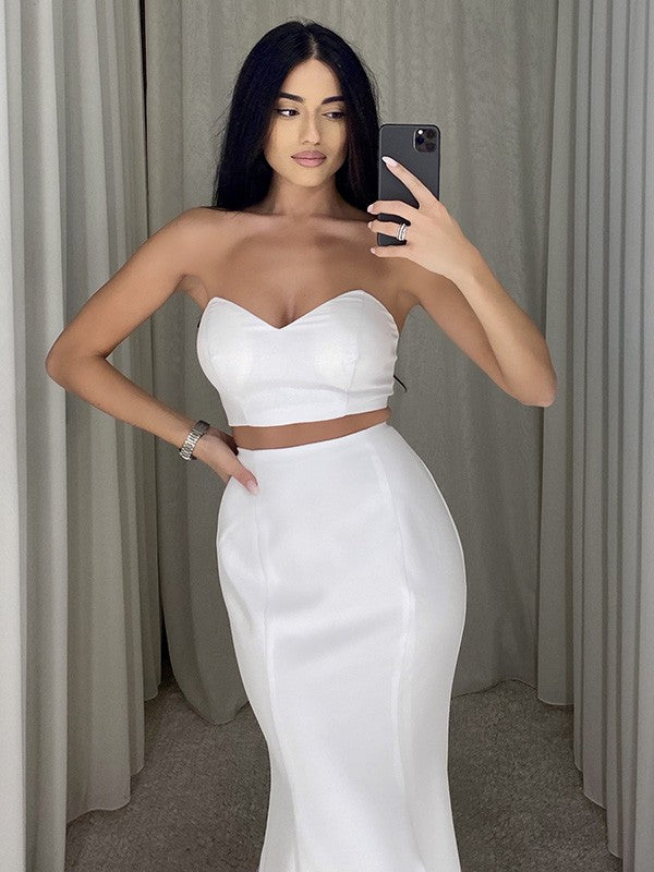 Horn shaped mermaid shaped elastic slim fit sleeveless high-end color dress