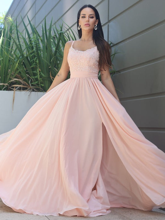 Princess Wind and Snow Spinning Lace Fine Shoulder Straps Sleeveless Large hem/Fragmented Flower Train Bridesmaid Dress