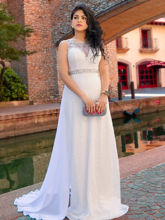 A-word proposal without princess chiffon beaded strapless train skirt