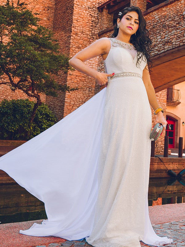 A-word proposal without princess chiffon beaded strapless train skirt