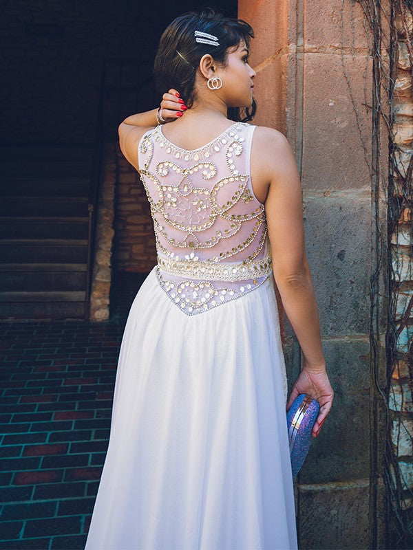 A-word proposal without princess chiffon beaded strapless train skirt