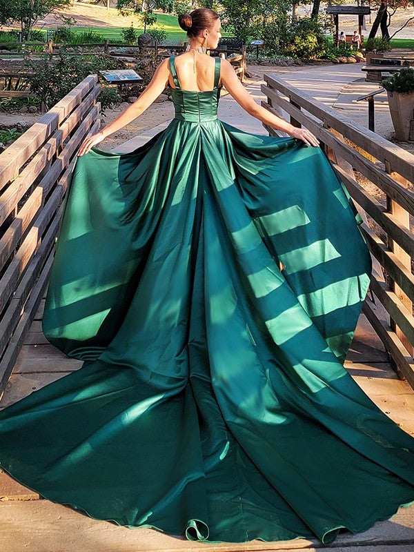 Sweet Princess satin pleated square sleeveless church dress