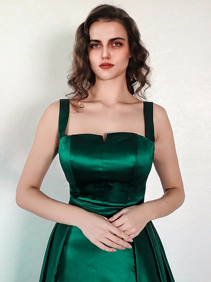 Sweet Princess satin pleated square sleeveless church dress