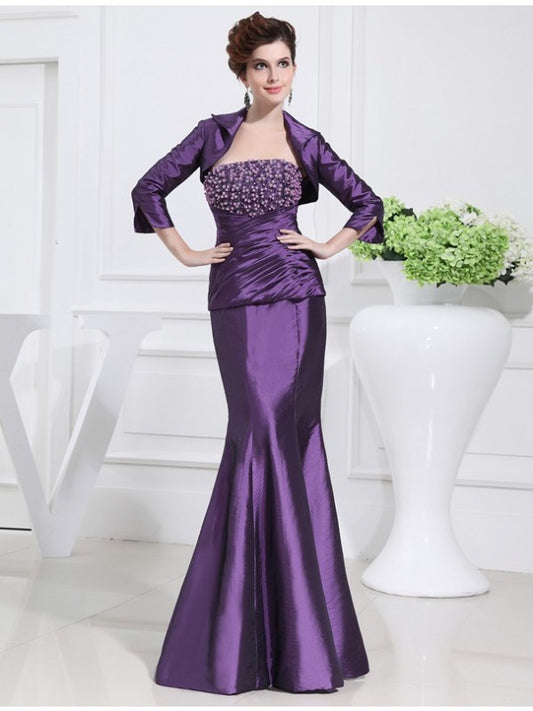 Mermaid beaded sleeveless taffeta bridal mother outfit