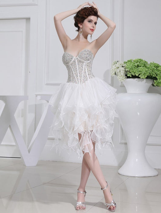 A-line Princess Beaded Beautiful Sleeveless Short organza Cocktail Dress