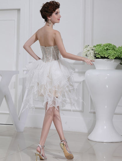 A-line Princess Beaded Beautiful Sleeveless Short organza Cocktail Dress