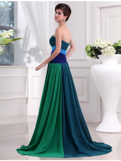 A-line elegant and sweet sleeveless beaded long chiffon dress