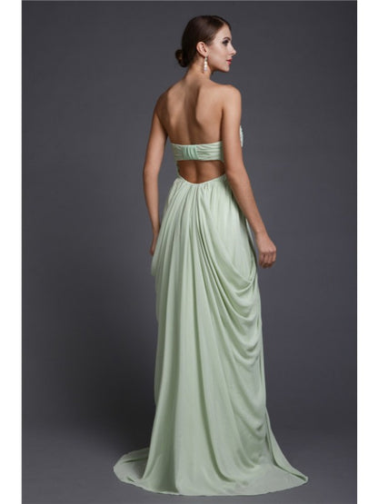 Sweet and sexy sleeveless long ruffled chiffon dress