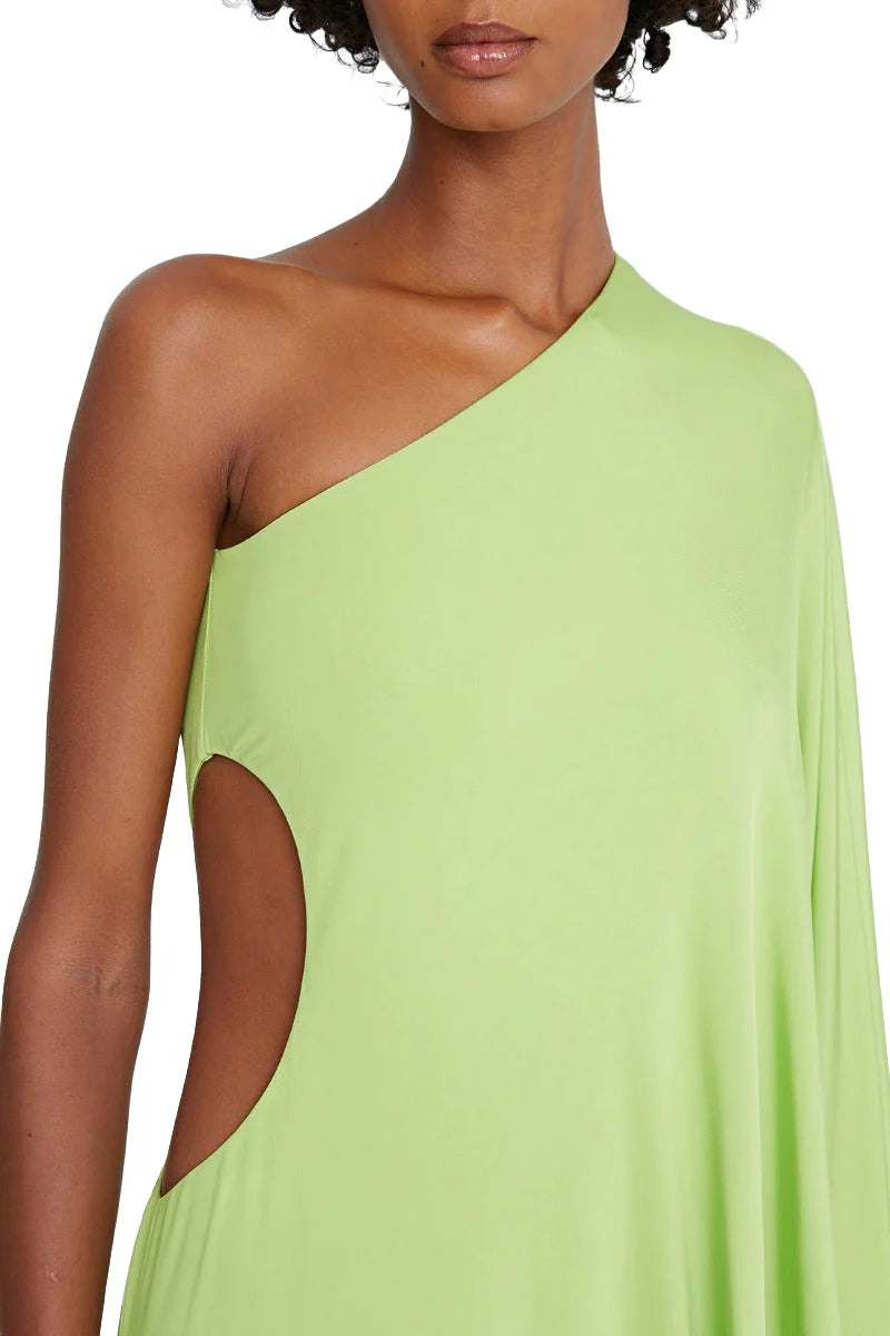 Halston One Shoulder Bodycon Cascade Jersey Prom Dresses