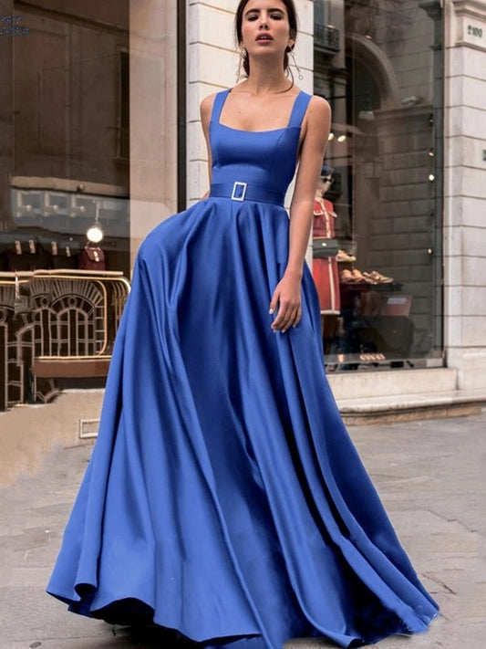 A-line Sweet Princess Satin Ruffle Edge Backband Sleeveless Brushed Color Dress