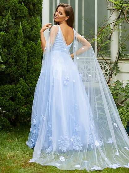 Sweet Princess Tulle Applique V-neck Sleeveless Bra Dress