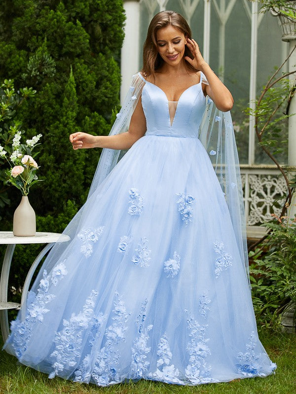 Sweet Princess Tulle Applique V-neck Sleeveless Bra Dress