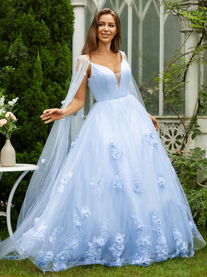 Sweet Princess Tulle Applique V-neck Sleeveless Bra Dress