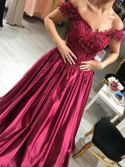 Sexy and Elegant Off the Shoulder Sleeveless Satin Dress