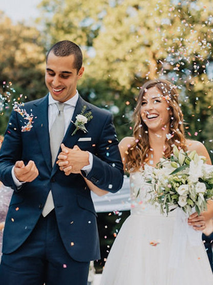 A-line Princess Sweet Sheep Pleated Sleeveless Floor Sweeping Formal Wedding Dress