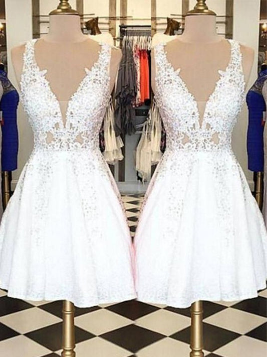 A-line Elegant Princess Sleeveless Beto Lace Applique Short Dress