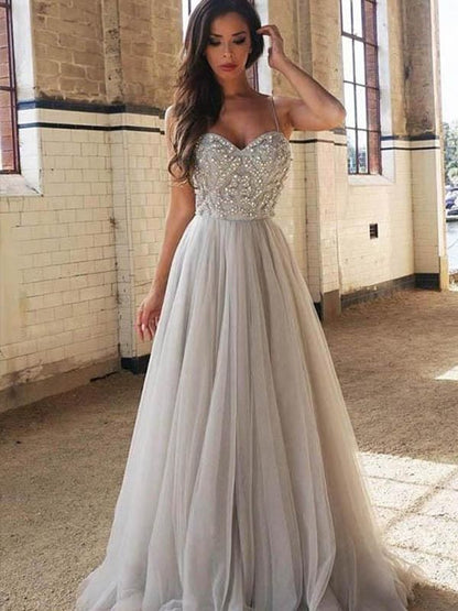 A-line Elegant Princess Sleeveless Italian Noodle Strap Dress
