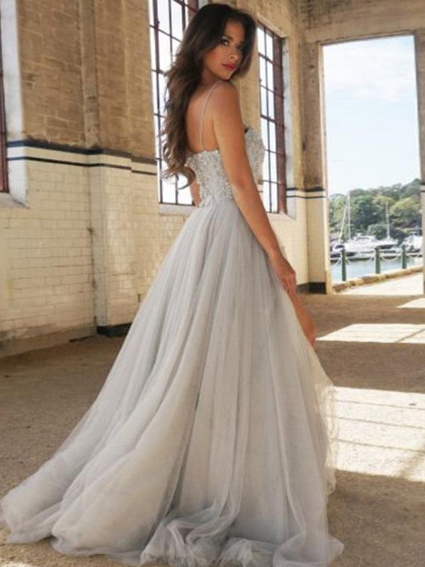 A-line Elegant Princess Sleeveless Italian Noodle Strap Dress