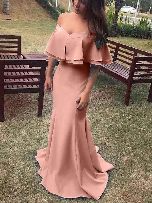 Column Sleeveless Sexy Off Shoulder Formal Evening Dress